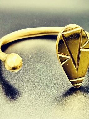 Pure Brass Geometric Open Cuff Bracelet